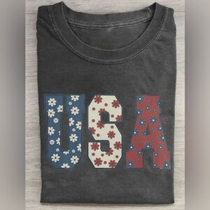 Floral USA Graphic T-Shirt